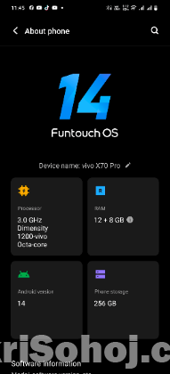 vivo x70 pro 256Gb/12+8Gb